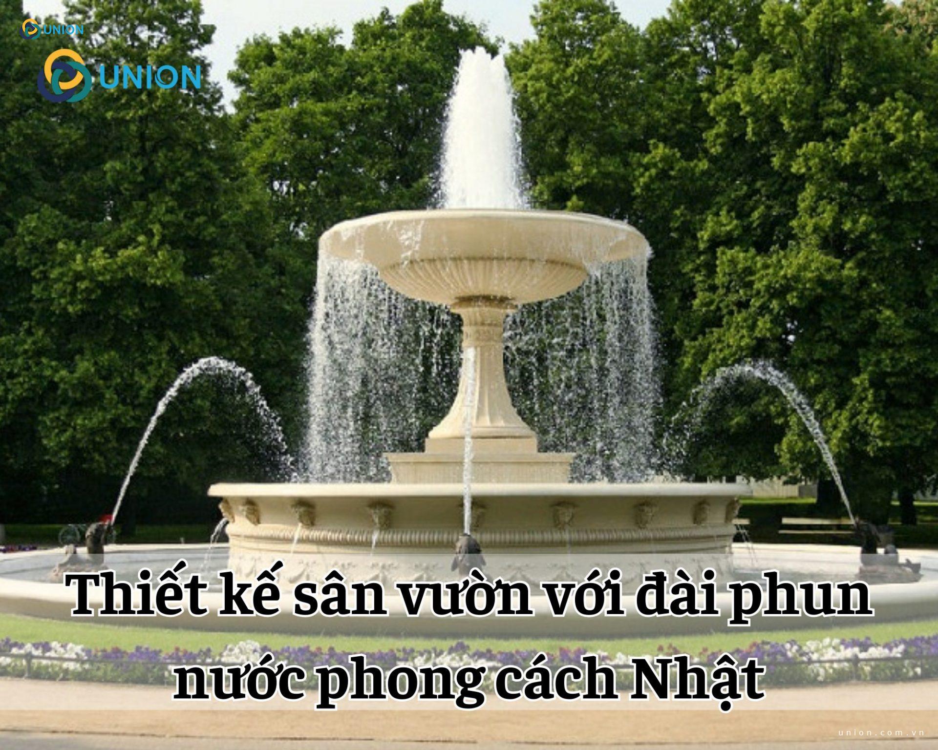 Thiết kế sân vườn với đài phun nước phong cách Nhật