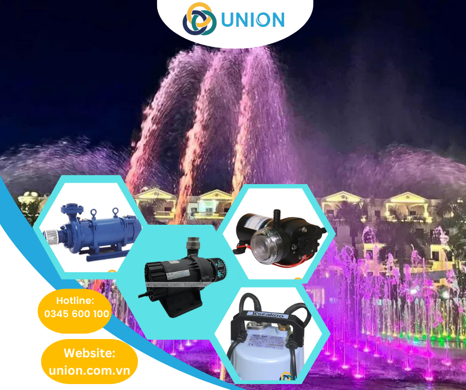 Cột Nước Trang Trí Cùng Công Nghệ Điều Khiển DMX 512 - UNION Máy bơm nhạc nước được ví như trái tim của cột nước trang trí. UNION có sẵn các loại máy bơm tùy vào mục đích và nhu cầu sử dụng của bạn