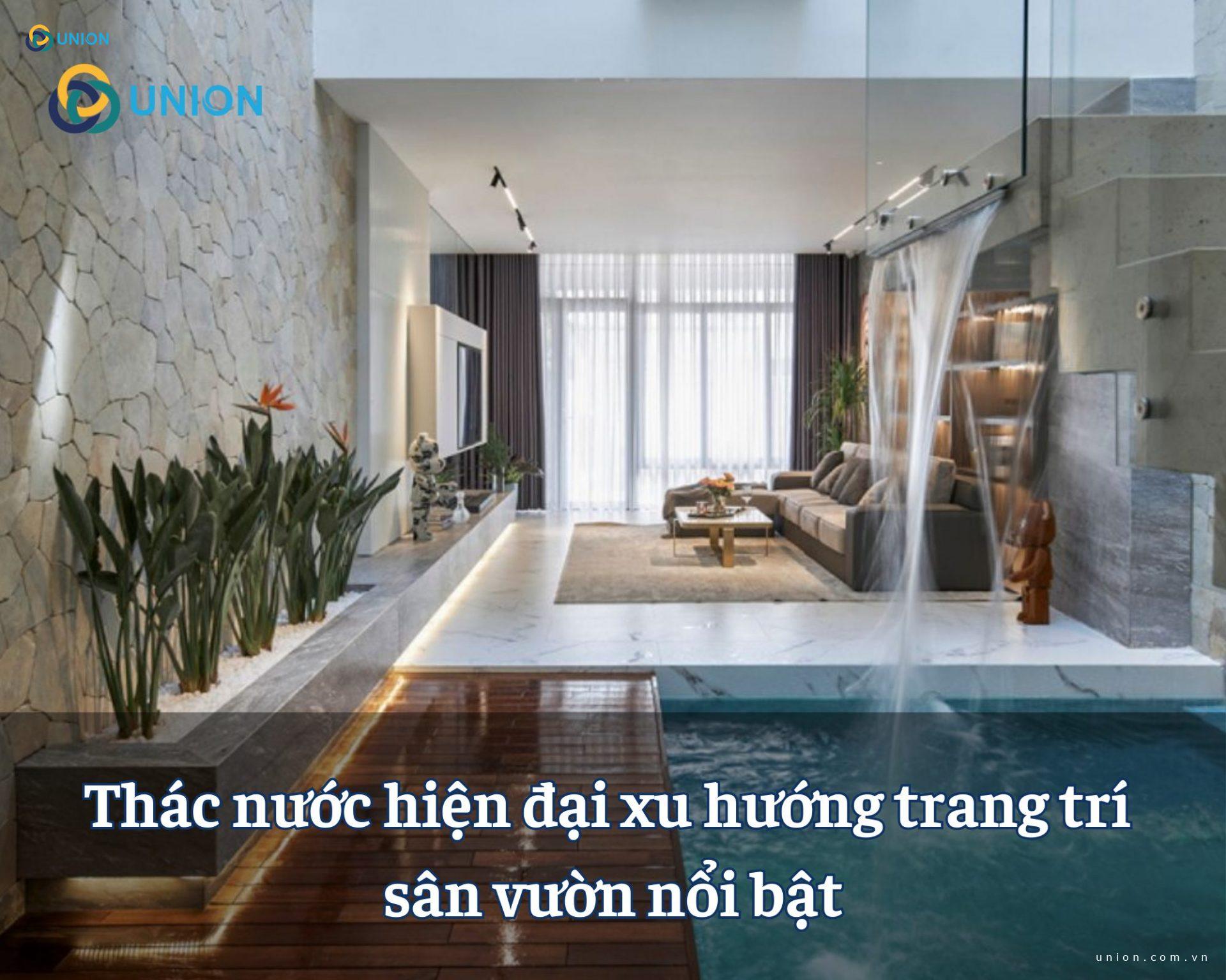 Thác nước hiện đại xu hướng trang trí sân vườn nổi bật