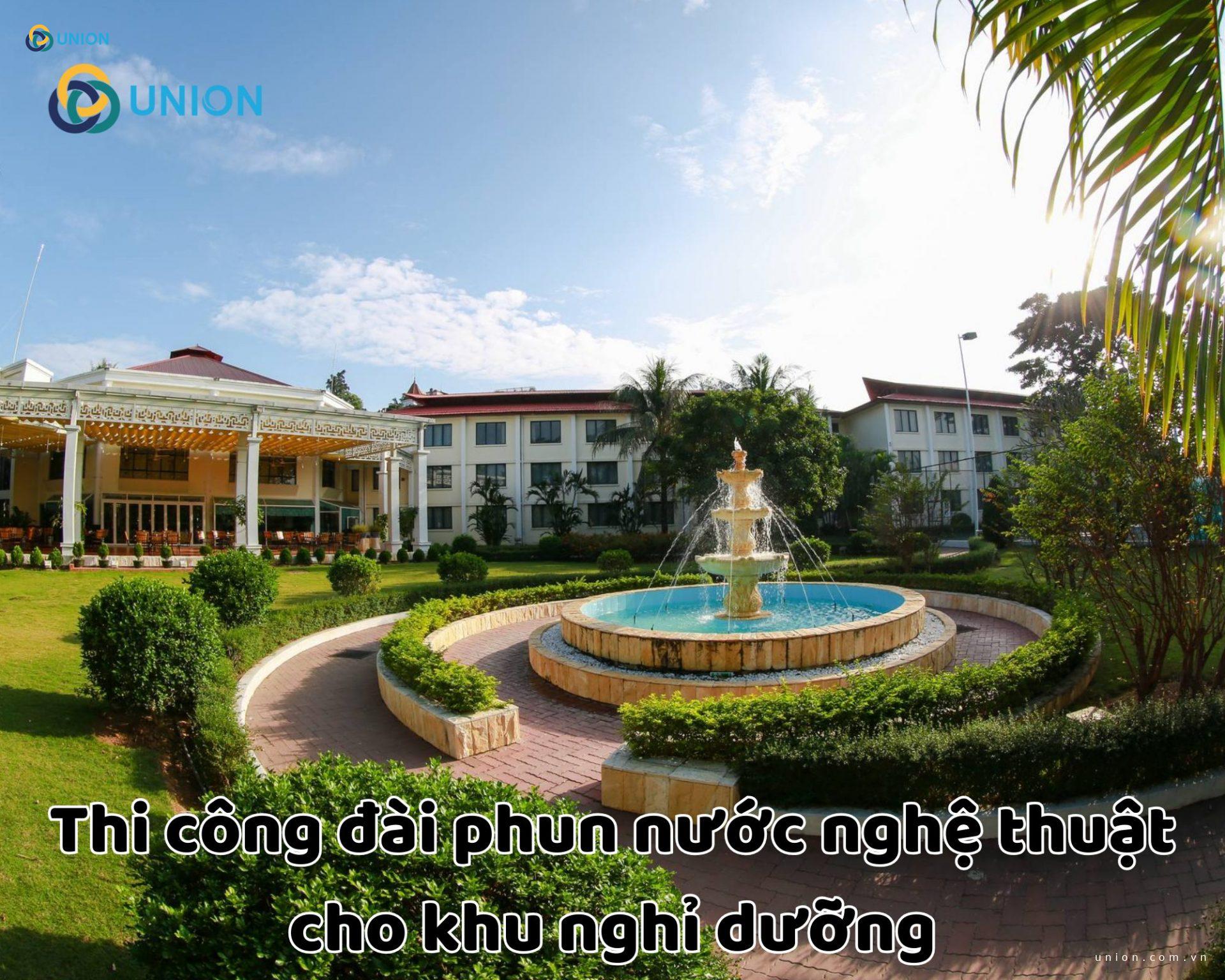 Thi công đài phun nước nghệ thuật cho khu nghỉ dưỡng