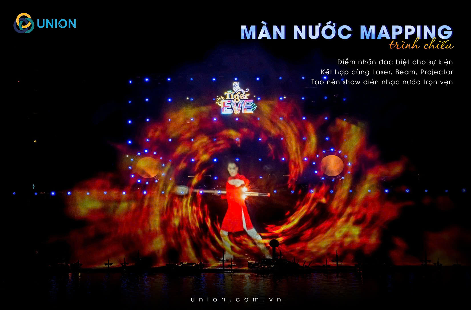 Màn nước mapping – Giải pháp trình chiếu sự kiện 2025 - UNION Dịch vụ cho thuê màn nước Mapping tại UNION