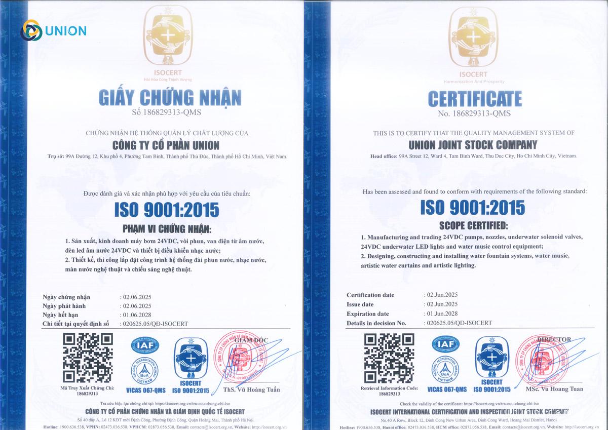 Dịch vụ nhạc nước UNION – Chuẩn ISO Quốc Tế, dẫn đầu xu thế 2025