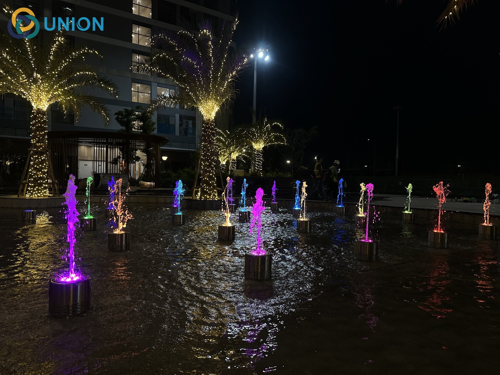 Sàn nhạc nước - Điểm nhấn dự án cảnh quan hiện đại Vinhomes Quận 9 - UNION Bố cục trình diễn và định hướng hiệu ứng ánh sáng