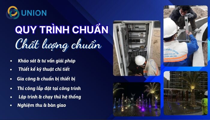 Sàn nhạc nước - Điểm nhấn dự án cảnh quan hiện đại Vinhomes Quận 9 - UNION Quy trình thi công và tổ chức vận hành thực tế