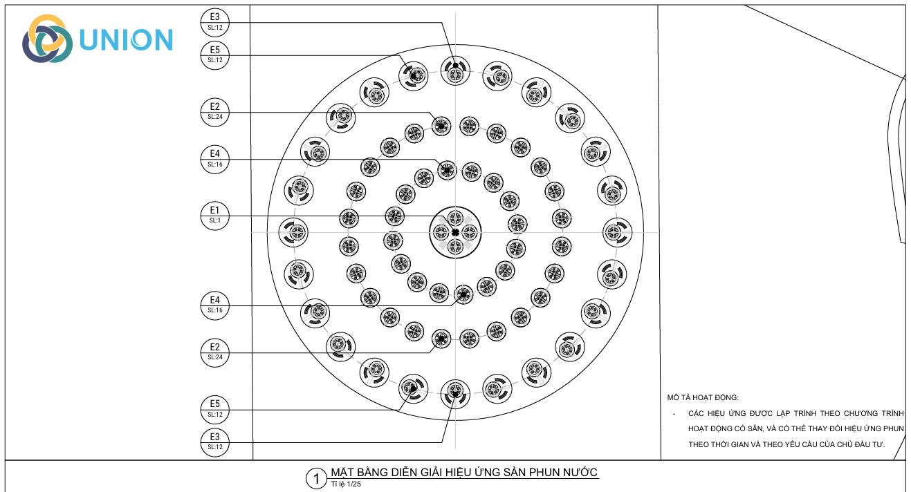 Mô phỏng thiết kế dự án sàn nhạc nước nghệ thuật tại vivo city - Mặt bằng diễn giải hiệu ứng sàn phun nước