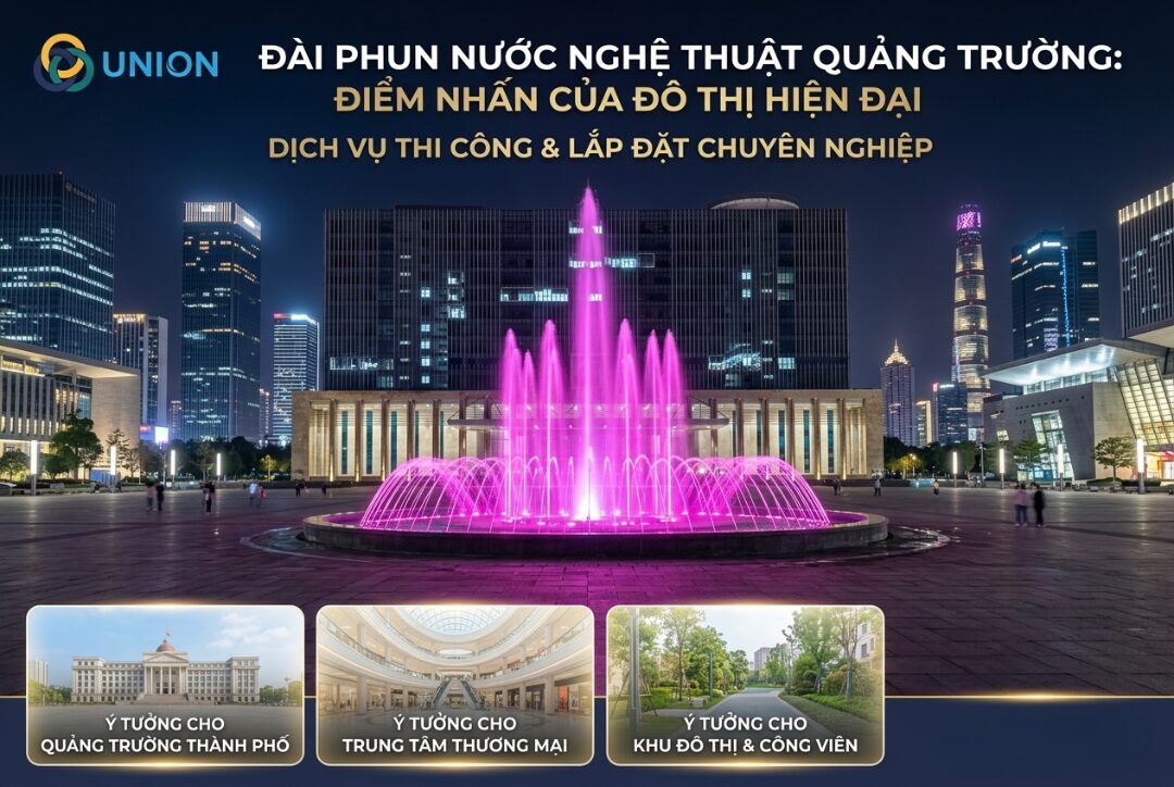 Thiết kế đài phun nước nghệ thuật chuyên nghiệp 2026 - UNION Ý tưởng thiết kế đài phun nước nghệ thuật theo từng loại hình dự án